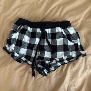 black and white plaid ruffle lounge shorts s